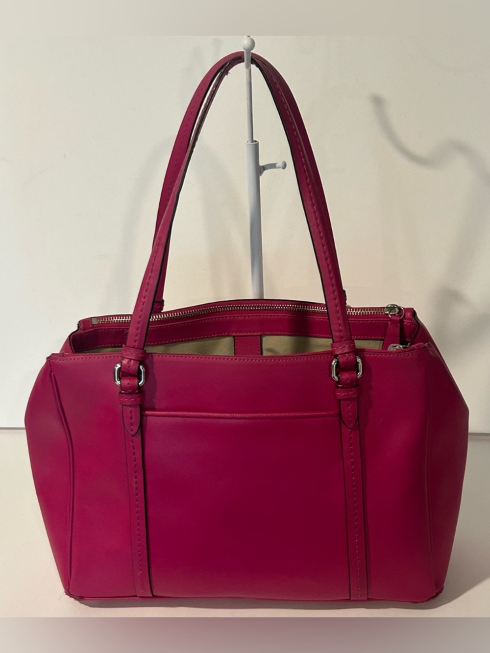 Coach Pink Leather shoulder bag Silver Hardware Structured tote - Picture 9 of 11